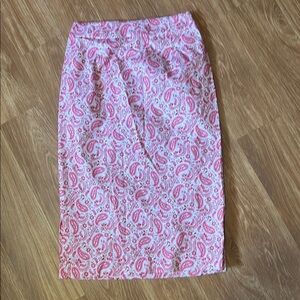 Pink and White Midi Pencil Skirt for Casual Wear